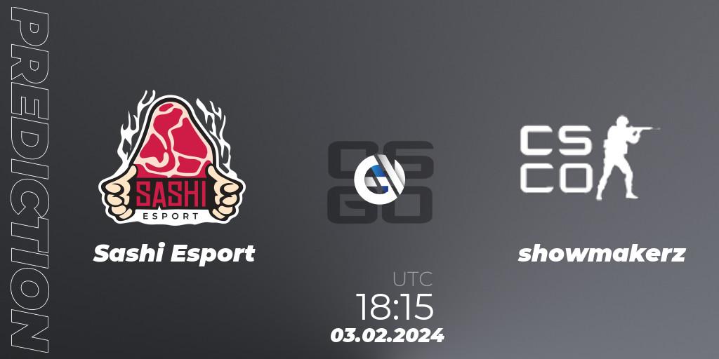Prognoza Sashi Esport - showmakerz. 03.02.2024 at 18:15, Counter-Strike (CS2), Pelaajat Series Spring 2024 Nordics Open Qualifier 2