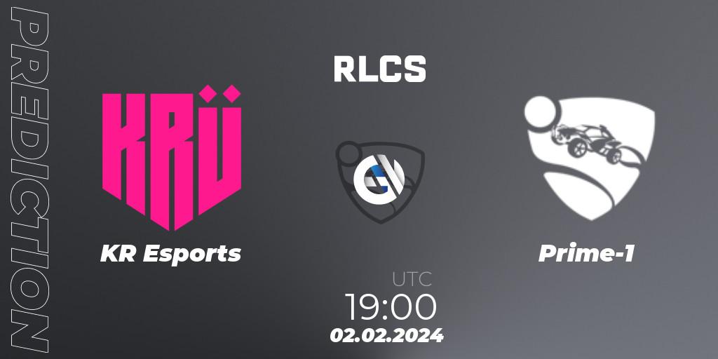 Prognoza KRÜ Esports - Prime-1. 02.02.2024 at 19:00, Rocket League, RLCS 2024 - Major 1: SAM Open Qualifier 1