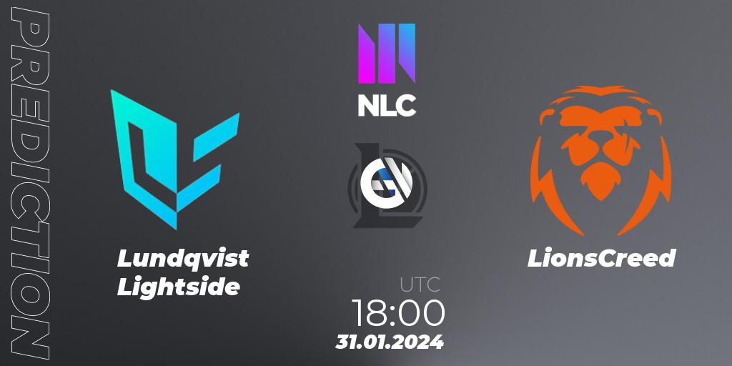 Prognoza Lundqvist Lightside - LionsCreed. 31.01.2024 at 18:00, LoL, NLC 1st Division Spring 2024