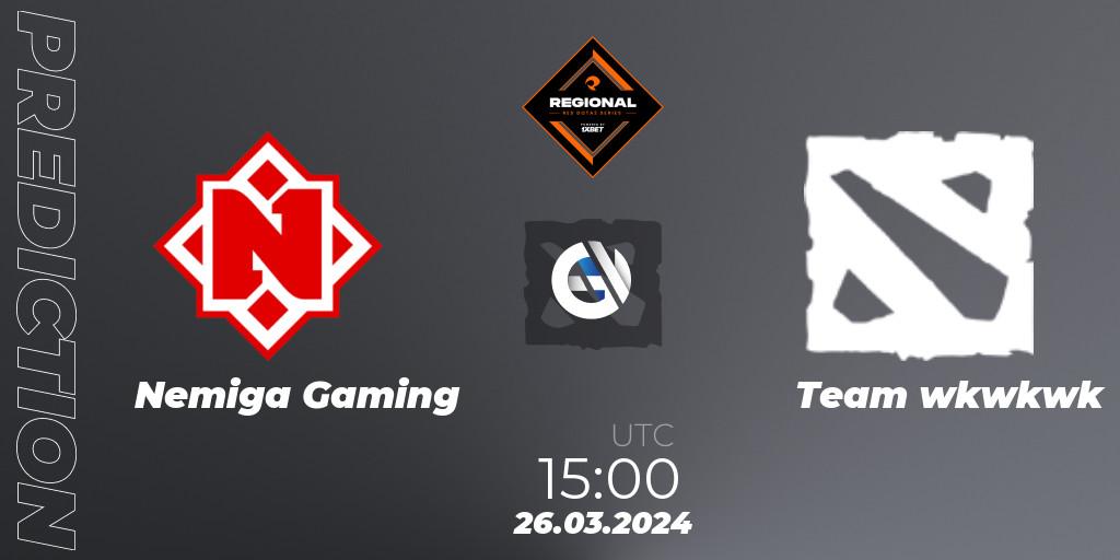 Prognoza Nemiga Gaming - Team wkwkwk. 26.03.24, Dota 2, RES Regional Series: EU #1