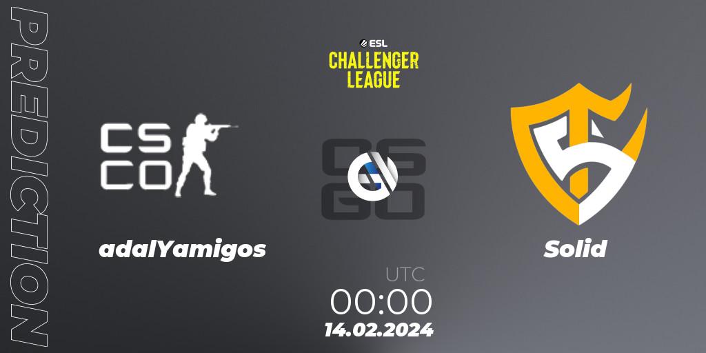 Prognoza adalYamigos - Solid. 14.02.24, CS2 (CS:GO), ESL Challenger League Season 47: South America