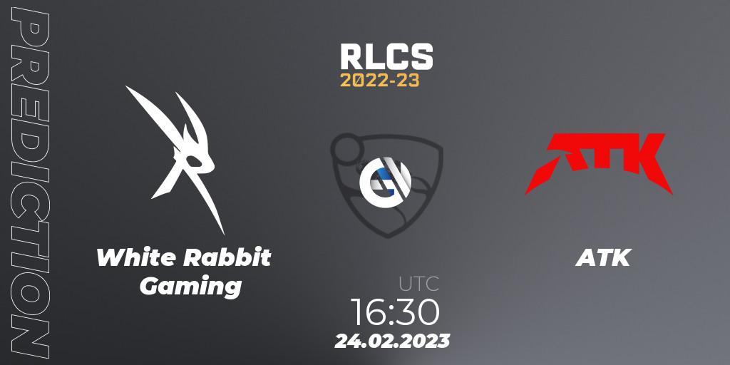Prognoza White Rabbit Gaming - ATK. 24.02.2023 at 16:30, Rocket League, RLCS 2022-23 - Winter: Sub-Saharan Africa Regional 3 - Winter Invitational