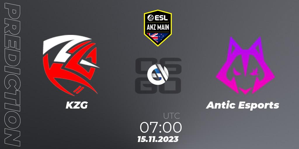 Prognoza KZG - Antic Esports. 15.11.23, CS2 (CS:GO), ESL ANZ Main Season 17