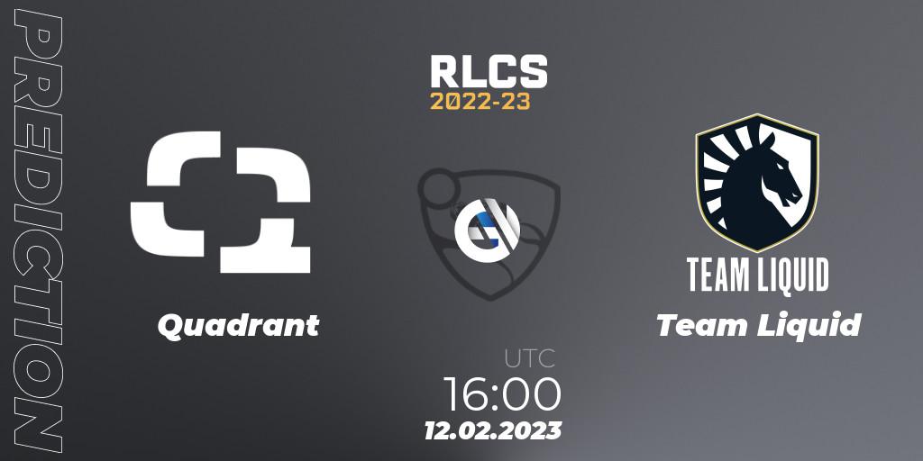 Prognoza Quadrant - Team Liquid. 12.02.2023 at 16:00, Rocket League, RLCS 2022-23 - Winter: Europe Regional 2 - Winter Cup
