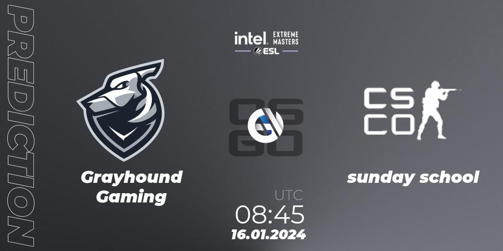 Prognoza Grayhound Gaming - sunday school. 16.01.2024 at 08:45, Counter-Strike (CS2), Intel Extreme Masters China 2024: Oceanic Open Qualifier #1