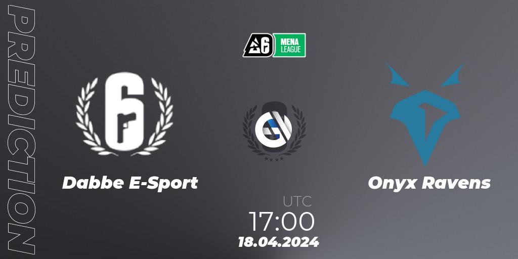 Prognoza Dabbe E-Sport - Onyx Ravens. 18.04.2024 at 17:00, Rainbow Six, MENA League 2024 - Stage 1