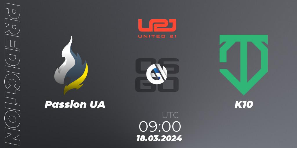 Prognoza Passion UA - K10. 17.03.2024 at 12:00, Counter-Strike (CS2), United21 Season 13
