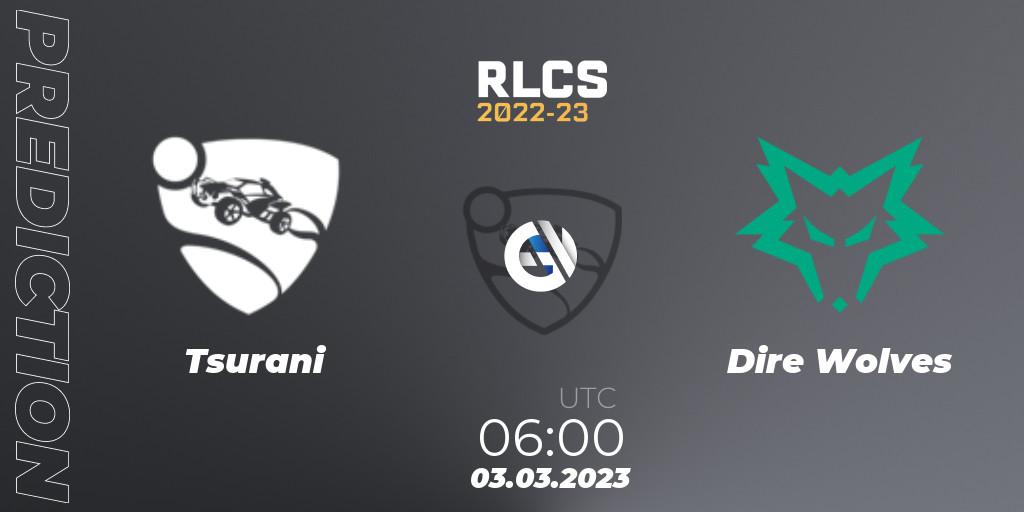 Prognoza Tsurani - Dire Wolves. 03.03.2023 at 06:00, Rocket League, RLCS 2022-23 - Winter: Oceania Regional 3 - Winter Invitational