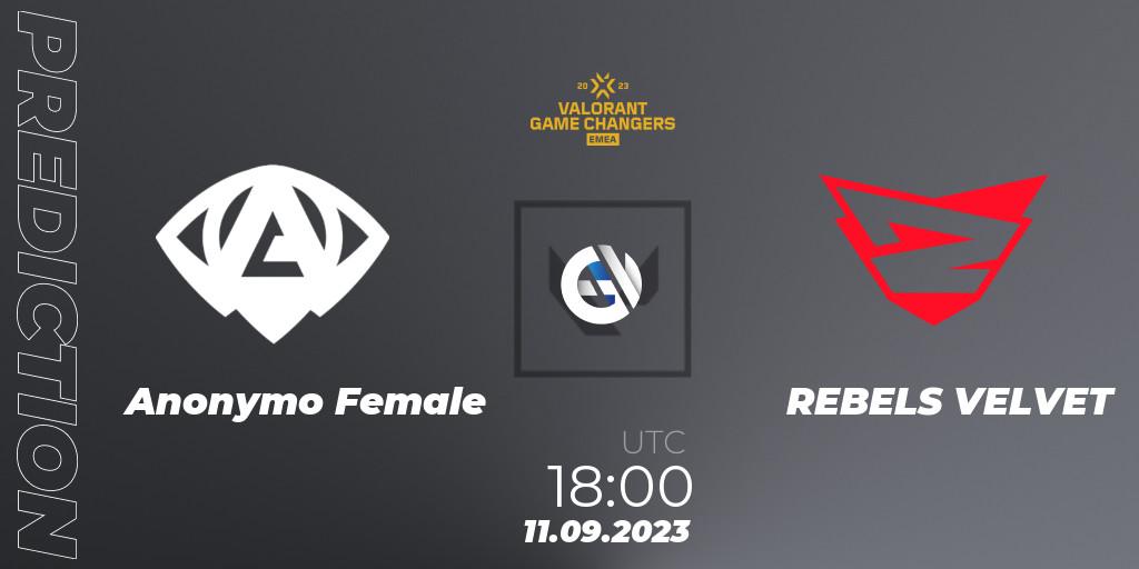 Prognoza Anonymo Female - REBELS VELVET. 11.09.2023 at 18:30, VALORANT, VCT 2023: Game Changers EMEA Stage 3 - Group Stage