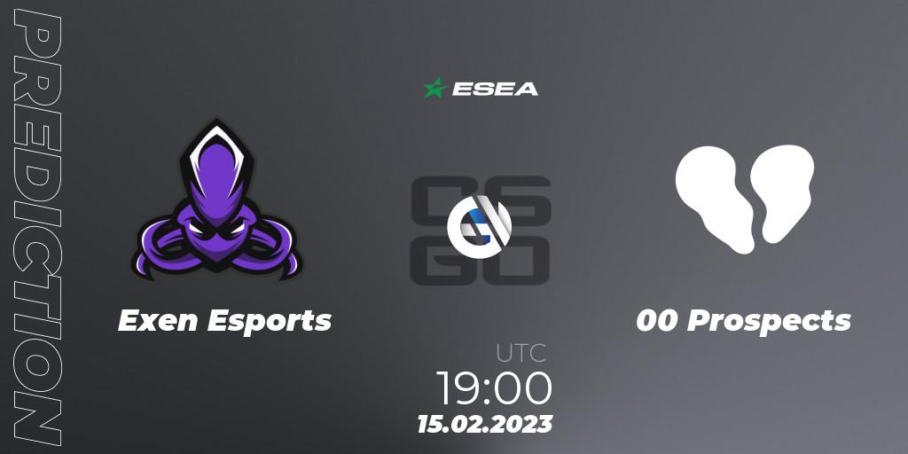 Prognoza Exen Esports - 00 Prospects. 15.02.2023 at 19:00, Counter-Strike (CS2), ESEA Season 44: Advanced Division - Europe