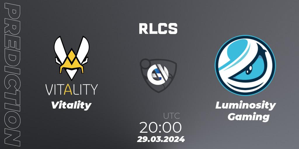 Prognoza Vitality - Luminosity Gaming. 29.03.24, Rocket League, Rocket League Championship Series 2024 - Major 1