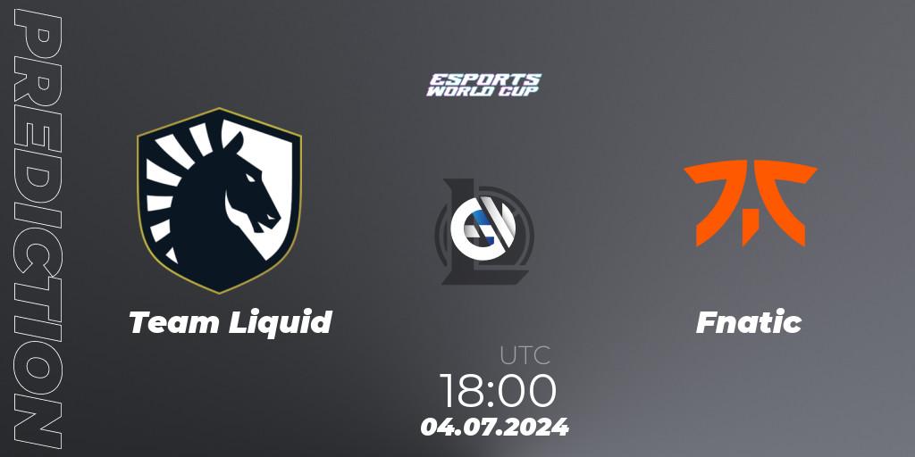 Prognoza Team Liquid - Fnatic. 04.07.2024 at 18:00, LoL, Esports World Cup 2024