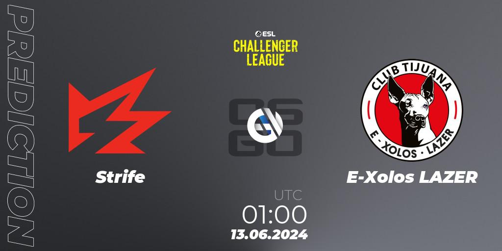 Prognoza Strife - E-Xolos LAZER. 13.06.2024 at 01:00, Counter-Strike (CS2), ESL Challenger League Season 47 Relegation: North America