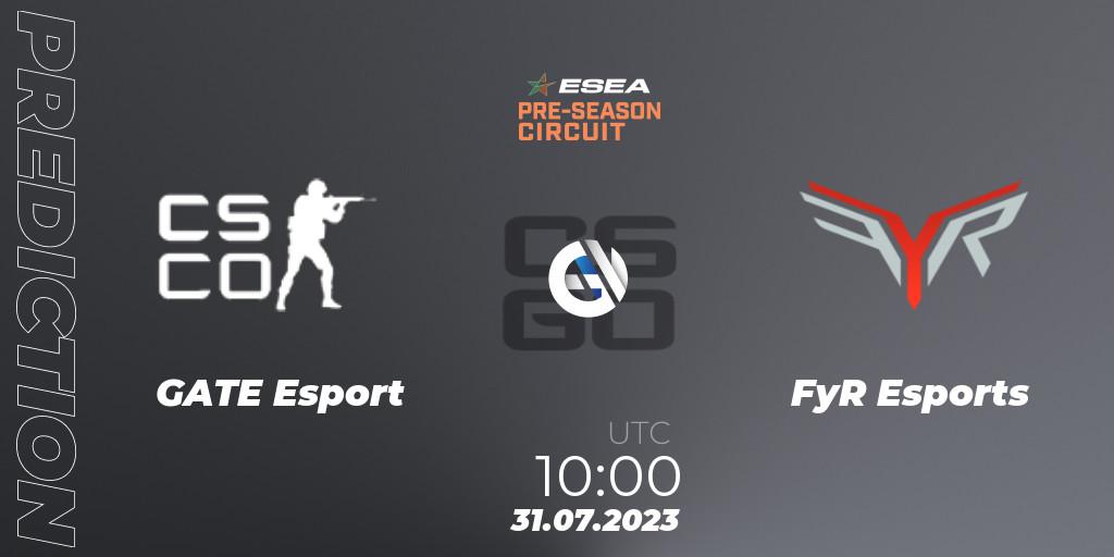 Prognoza GATE Esport - FyR Esports. 31.07.2023 at 10:00, Counter-Strike (CS2), ESEA Pre-Season Circuit 2023: Asian Final