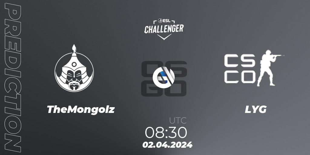 Prognoza TheMongolz - LYG Gaming. 02.04.24, CS2 (CS:GO), ESL Challenger #57: Asian Closed Qualifier