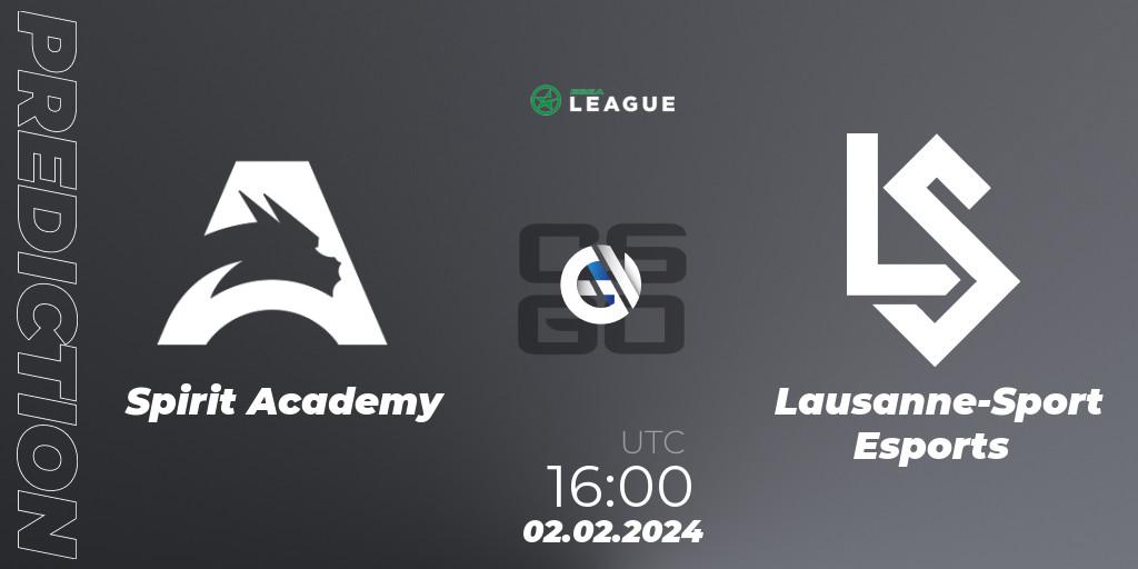 Prognoza Spirit Academy - Lausanne-Sport Esports. 02.02.2024 at 16:00, Counter-Strike (CS2), ESEA Season 48: Advanced Division - Europe