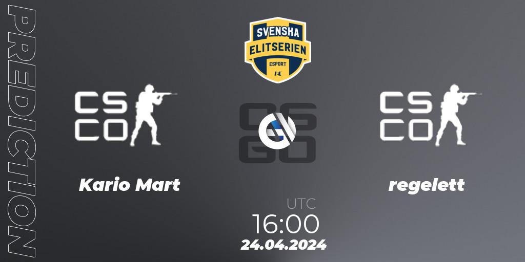 Prognoza Kario Mart - regelett. 24.04.2024 at 16:00, Counter-Strike (CS2), Svenska Elitserien Spring 2024