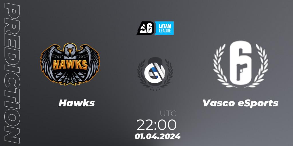 Prognoza Hawks - Vasco eSports. 01.04.2024 at 22:00, Rainbow Six, LATAM League 2024 - Stage 1: LATAM South