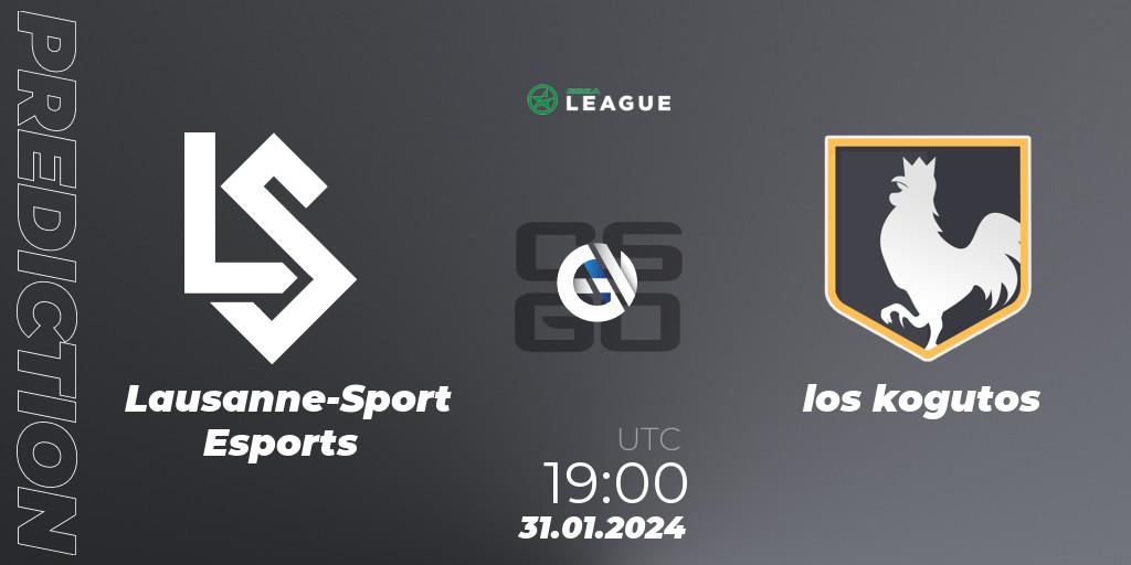 Prognoza Lausanne-Sport Esports - los kogutos. 01.02.24, CS2 (CS:GO), ESEA Season 48: Advanced Division - Europe