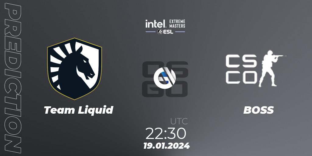 Prognoza Team Liquid - BOSS. 19.01.2024 at 22:30, Counter-Strike (CS2), Intel Extreme Masters China 2024: North American Closed Qualifier
