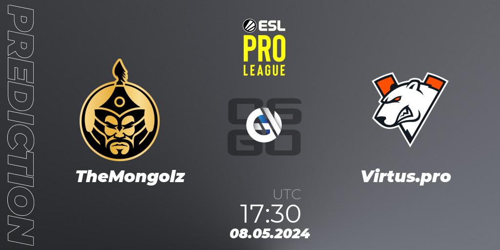 Prognoza TheMongolz - Virtus.pro. 08.05.24, CS2 (CS:GO), ESL Pro League Season 19