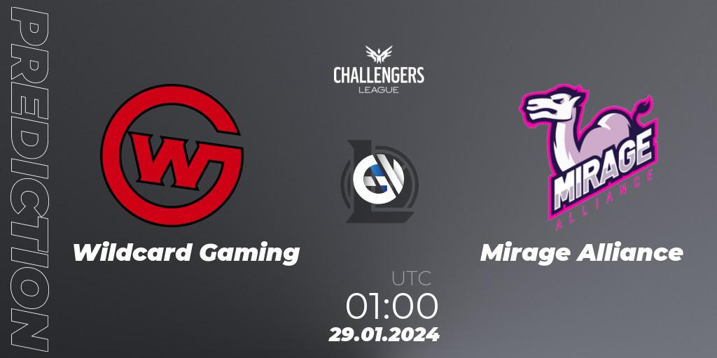 Prognoza Wildcard Gaming - Mirage Alliance. 29.01.2024 at 01:00, LoL, NACL 2024 Spring - Group Stage