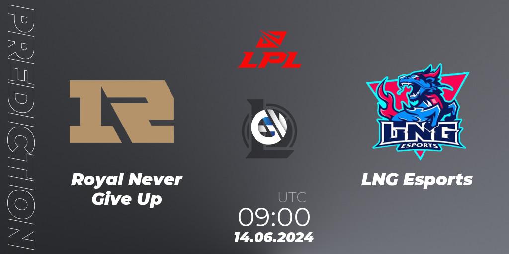 Prognoza Royal Never Give Up - LNG Esports. 14.06.2024 at 09:00, LoL, LPL 2024 Summer - Group Stage