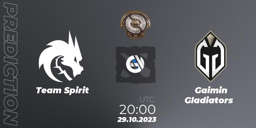 Prognoza Team Spirit - Gaimin Gladiators. 29.10.2023 at 20:48, Dota 2, The International 2023