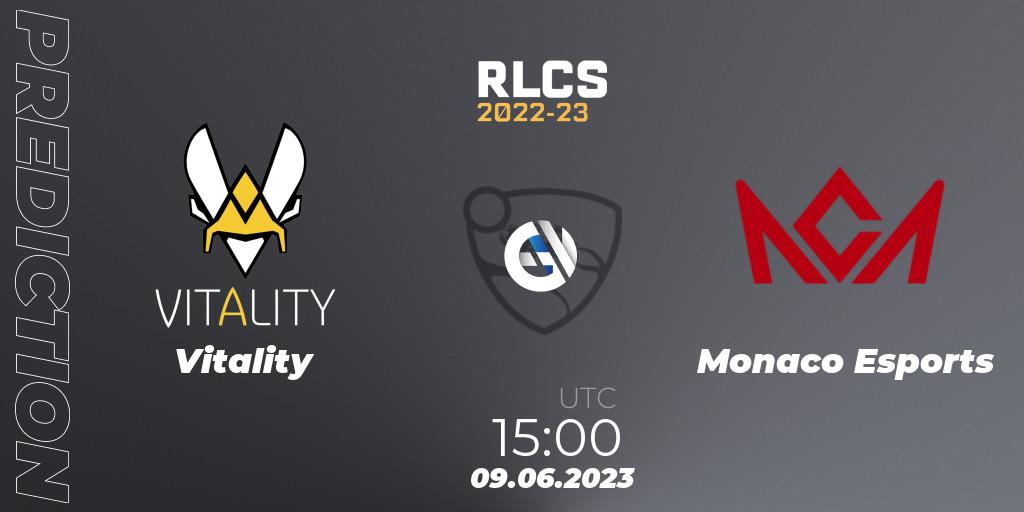 Prognoza Vitality - Monaco Esports. 09.06.2023 at 15:00, Rocket League, RLCS 2022-23 - Spring: Europe Regional 3 - Spring Invitational