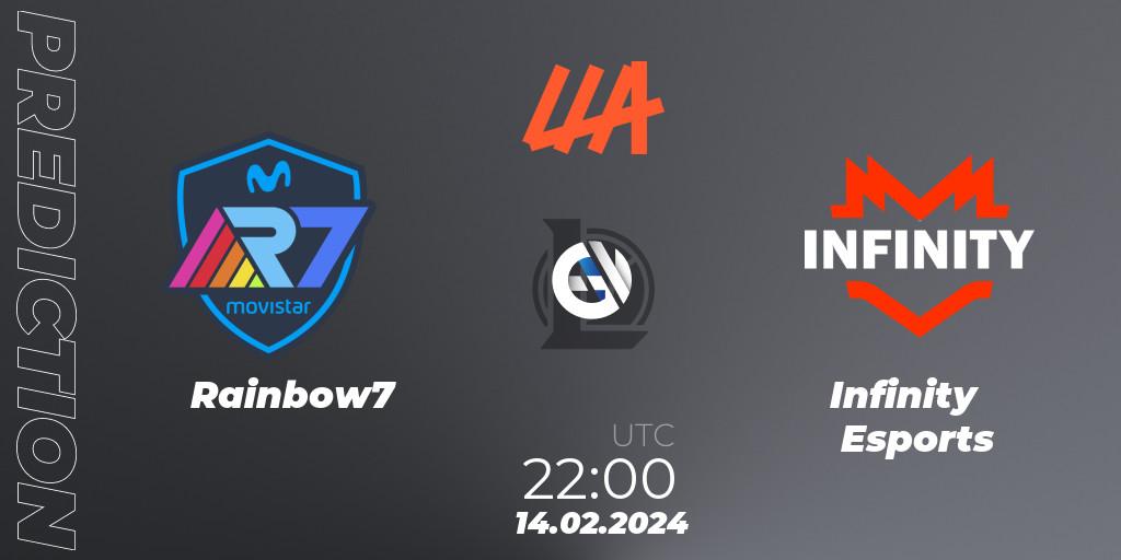Prognoza Rainbow7 - Infinity Esports. 14.02.2024 at 22:00, LoL, LLA 2024 Opening Group Stage