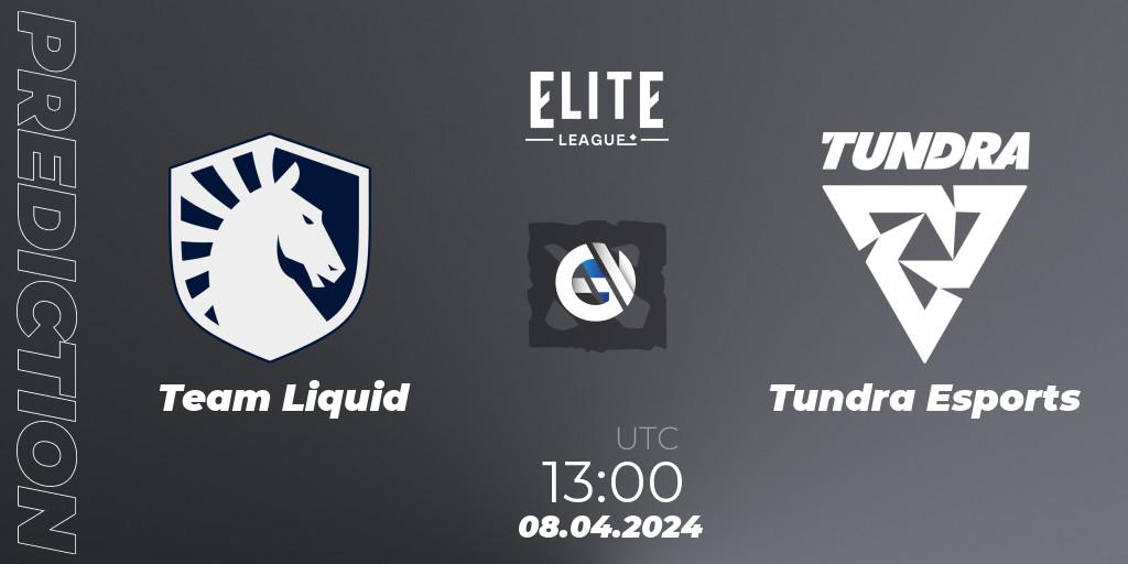 Prognoza Team Liquid - Tundra Esports. 08.04.2024 at 13:00, Dota 2, Elite League: Round-Robin Stage