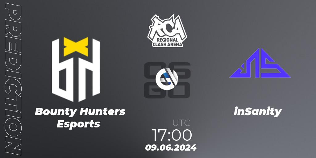 Prognoza Bounty Hunters Esports - inSanity. 09.06.2024 at 17:50, Counter-Strike (CS2), Regional Clash Arena South America