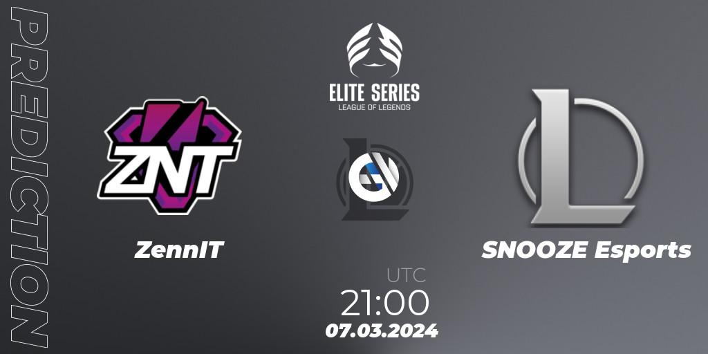 Prognoza ZennIT - SNOOZE Esports. 07.03.2024 at 21:00, LoL, Elite Series Spring 2024