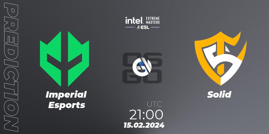 Prognoza Imperial Esports - Solid. 15.02.2024 at 21:10, Counter-Strike (CS2), Intel Extreme Masters Dallas 2024: South American Open Qualifier #1