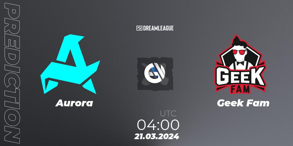 Prognoza Aurora - Geek Fam. 21.03.24, Dota 2, DreamLeague Season 23: Southeast Asia Closed Qualifier