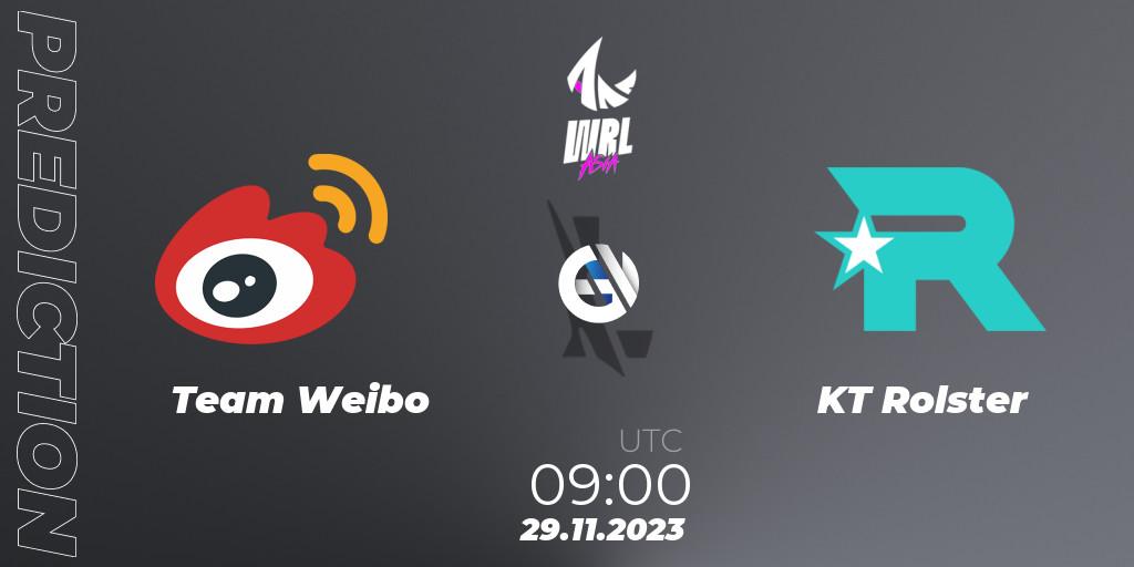 Prognoza Team Weibo - KT Rolster. 29.11.2023 at 09:00, Wild Rift, WRL Asia 2023 - Season 2 - Regular Season