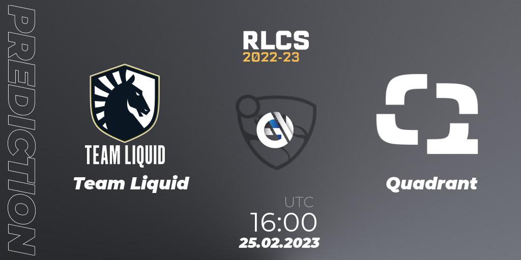 Prognoza Team Liquid - Quadrant. 25.02.2023 at 16:00, Rocket League, RLCS 2022-23 - Winter: Europe Regional 3 - Winter Invitational