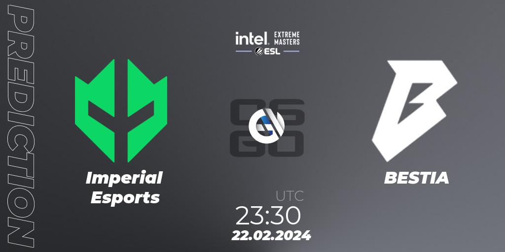 Prognoza Imperial Esports - BESTIA. 22.02.2024 at 23:30, Counter-Strike (CS2), Intel Extreme Masters Dallas 2024: South American Closed Qualifier