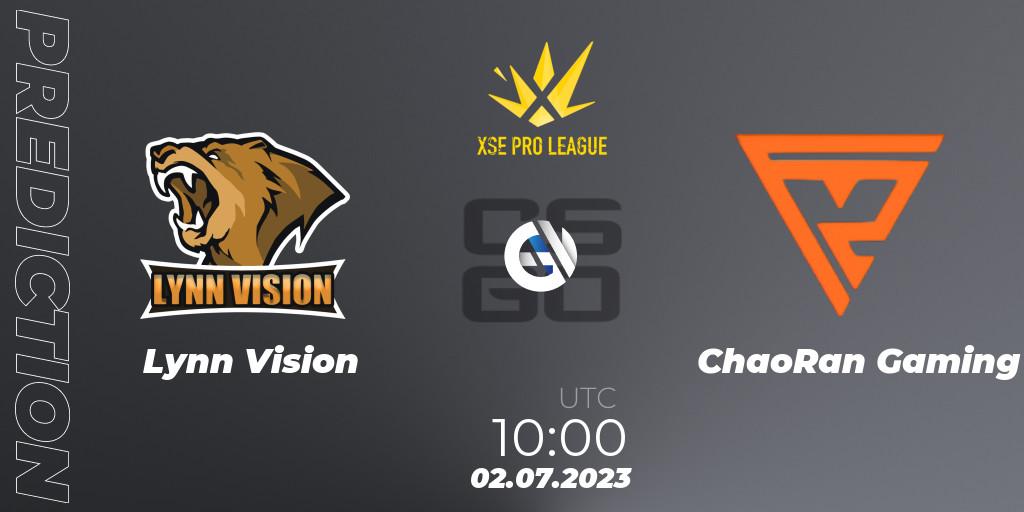 Prognoza Lynn Vision - ChaoRan Gaming. 02.07.23, CS2 (CS:GO), XSE Pro League: Online Stage