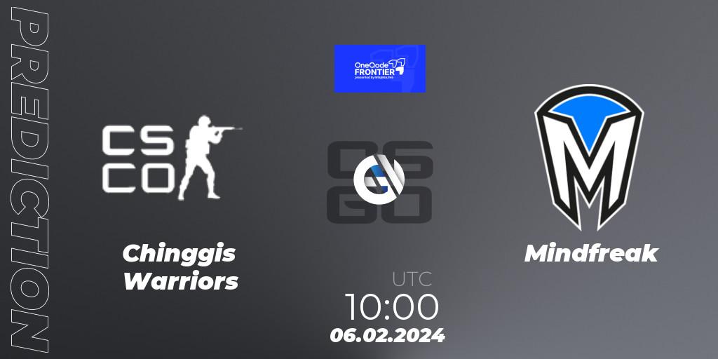 Prognoza Chinggis Warriors - Mindfreak. 06.02.2024 at 10:00, Counter-Strike (CS2), OneQode Frontier