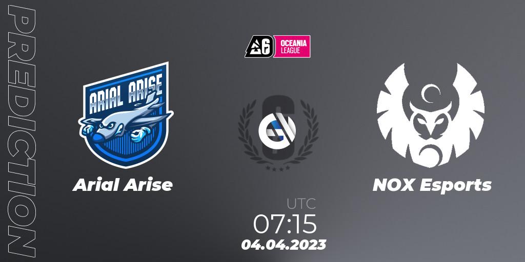 Prognoza Arial Arise - NOX Esports. 04.04.23, Rainbow Six, Oceania League 2023 - Stage 1