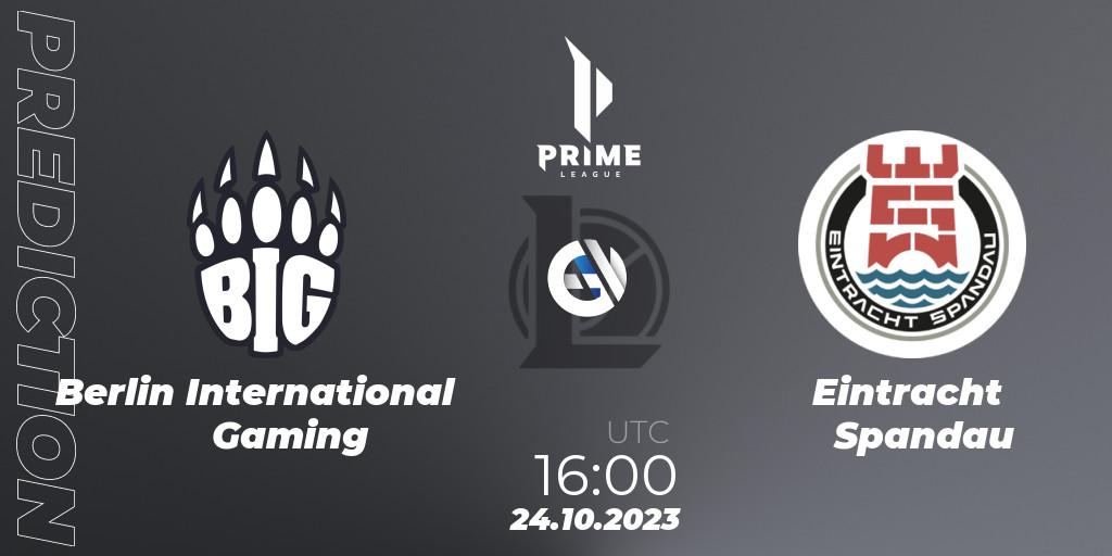 Prognoza Berlin International Gaming - Eintracht Spandau. 24.10.2023 at 16:00, LoL, Prime League Pokal 2023