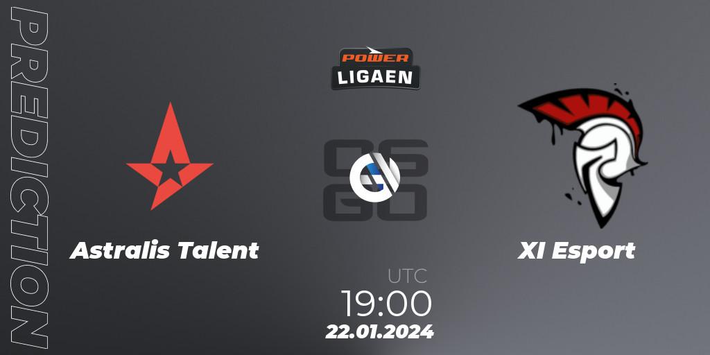 Prognoza Astralis Talent - XI Esport. 22.01.2024 at 19:00, Counter-Strike (CS2), Dust2.dk Ligaen Season 25
