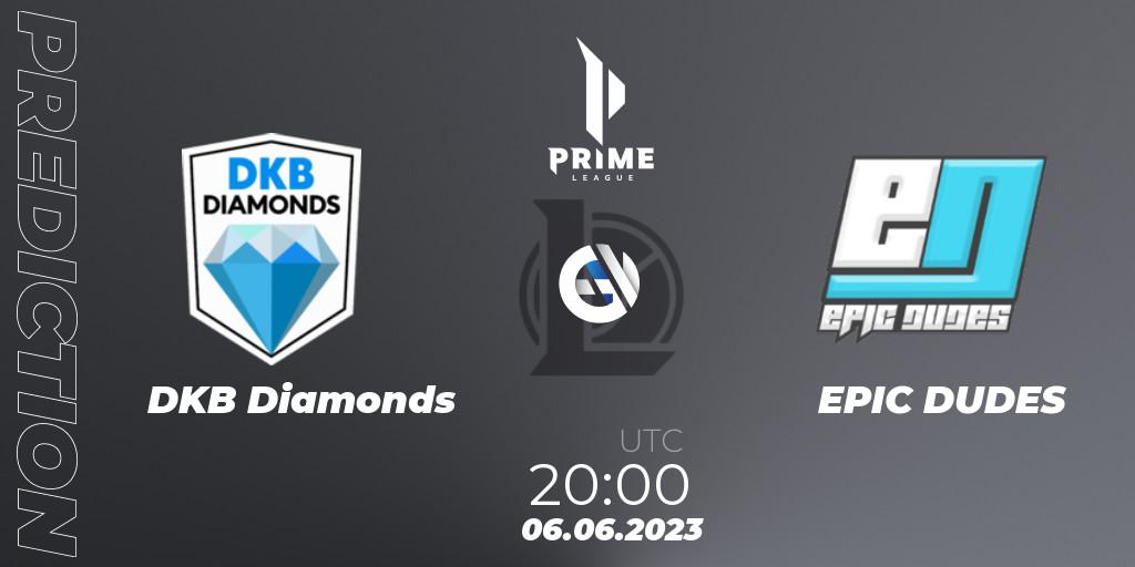 Prognoza DKB Diamonds - EPIC DUDES. 06.06.2023 at 20:00, LoL, Prime League 2nd Division Summer 2023