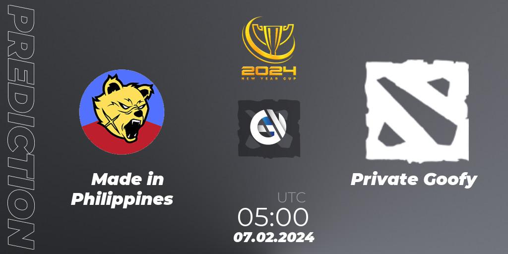Prognoza Made in Philippines - Private Goofy. 07.02.2024 at 05:00, Dota 2, New Year Cup 2024