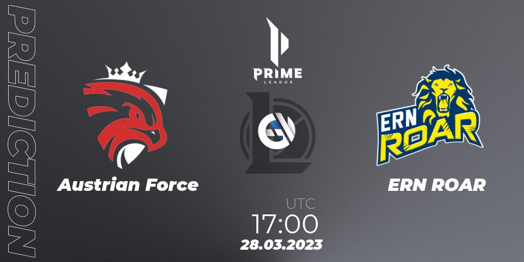 Prognoza Austrian Force - ERN ROAR. 28.03.23, LoL, Prime League 2nd Division Spring 2023 - Playoffs