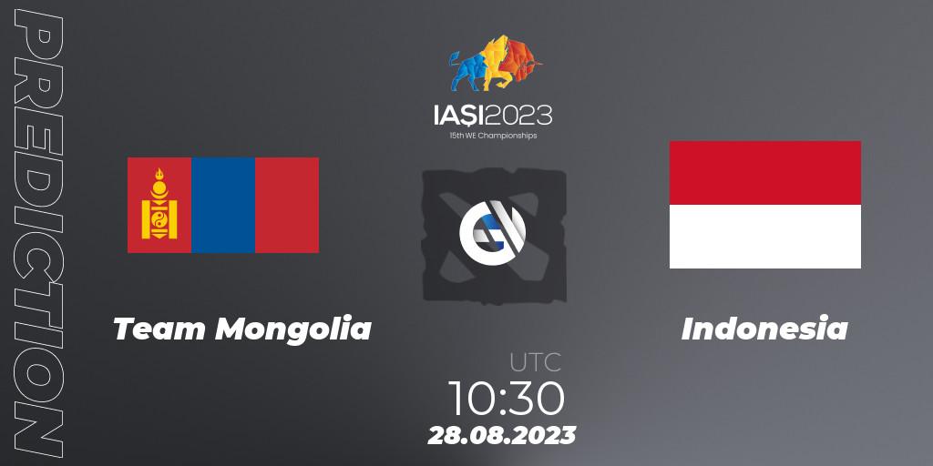Prognoza Team Mongolia - Indonesia. 28.08.2023 at 13:09, Dota 2, IESF World Championship 2023