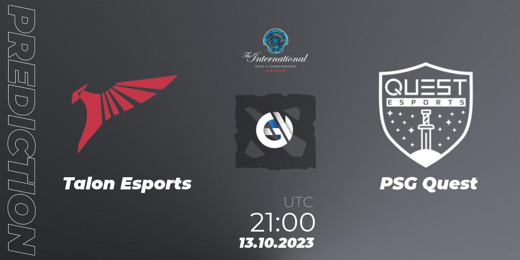 Prognoza Talon Esports - PSG Quest. 13.10.23, Dota 2, The International 2023 - Group Stage