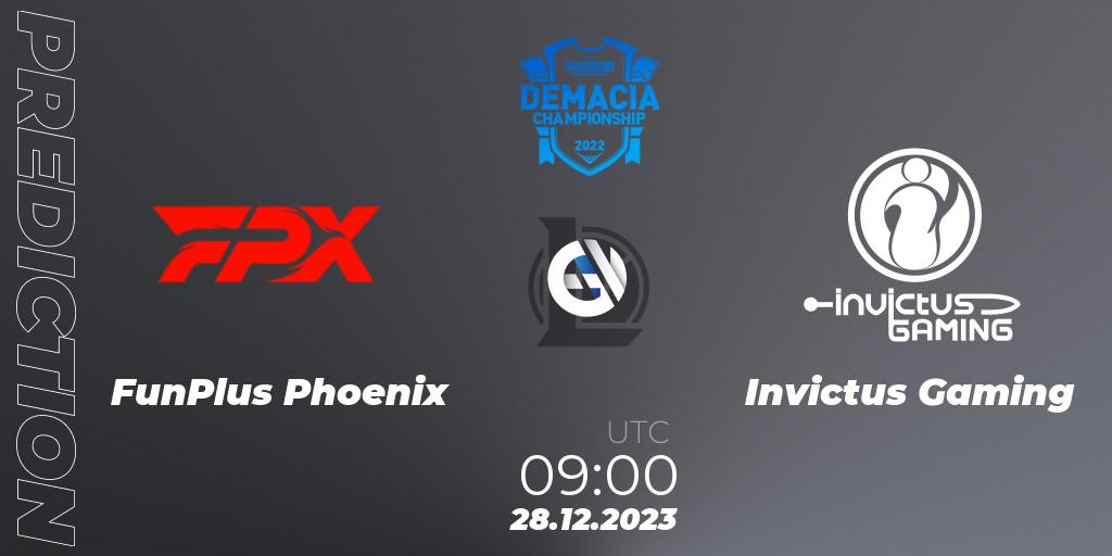 Prognoza FunPlus Phoenix - Invictus Gaming. 28.12.2023 at 08:00, LoL, Demacia Cup 2023 Group Stage
