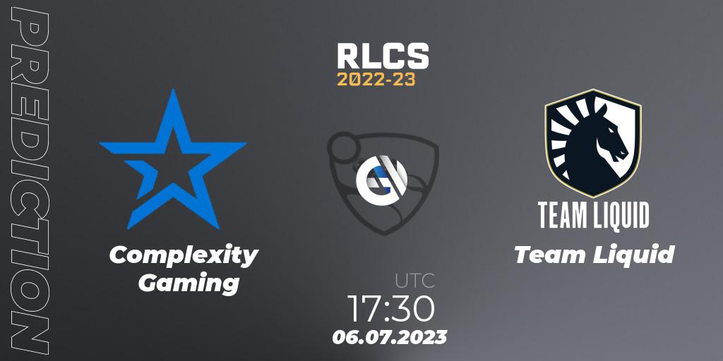 Prognoza Complexity Gaming - Team Liquid. 06.07.2023 at 18:00, Rocket League, RLCS 2022-23 Spring Major
